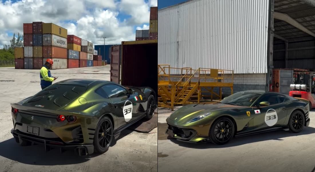 Ferrari 812 Competizione Tailor Made na cor Verde Volterra chega a São Paulo